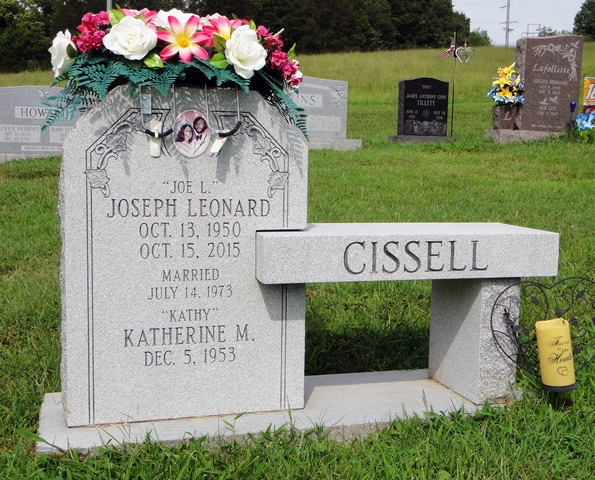 Cissell Bench Headstone with Pink Porcelain Piece