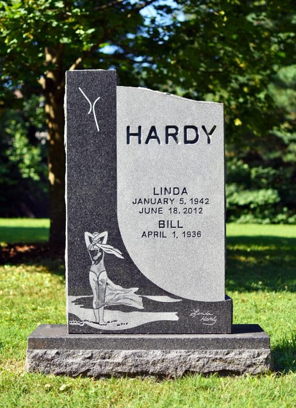 Hardy Headstone with Woman on Beach Carving