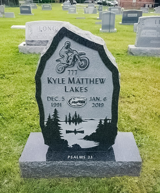 Lakes Stone with University of Florida Logo and Dirt Bike Carvings