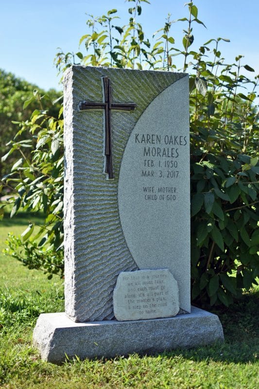 Morales Headstone with Starburst Design with Bronze Cross