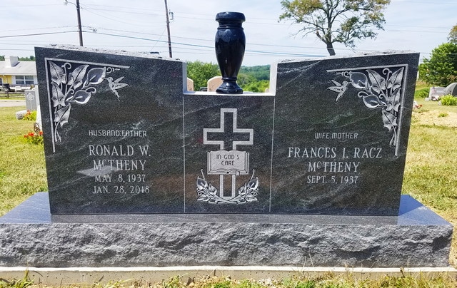 McTheny Headstone with Hummingbird and Floral Calla Lily Carvings