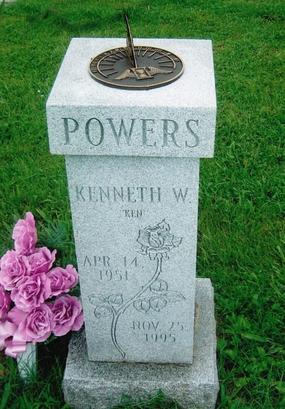 Powers Granite Cremation Memorial with Sundial and Rose