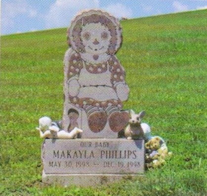 Raggedy Ann Shaped Infant and Child Headstone